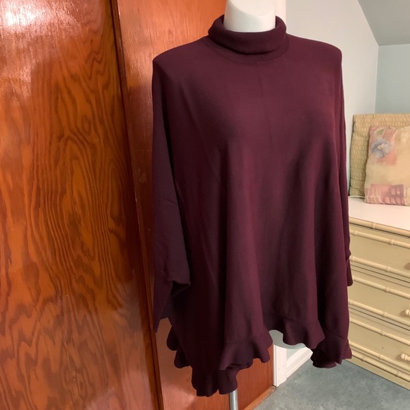ALFANI Turtleneck Ruffle Poncho Style Sweater - Picture 3 of 14